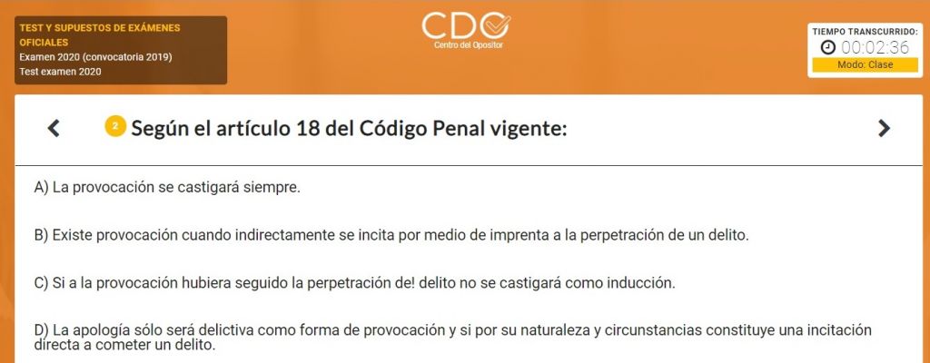 Preguntas examen oficial 2020 D.Penal